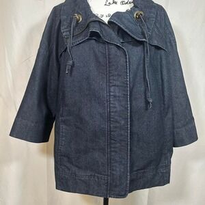 CJ Banks 3/4 Sleeve Zip Up Jean Jacket Women's XL 1X Denim Streetwear Classic